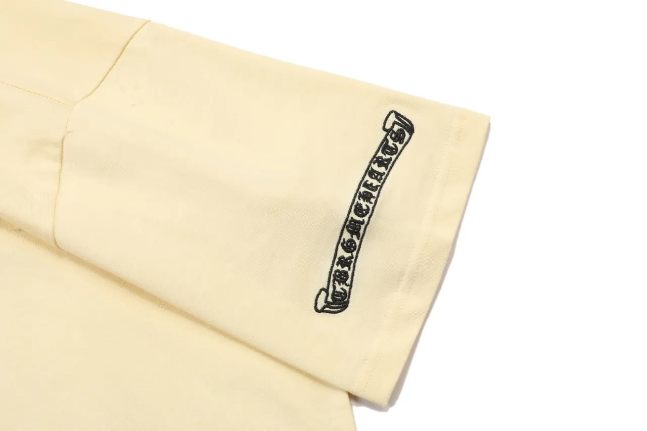 P150 Chrome Hearts Chrome Hearts Embroidered Short Sleeve Size: SMLXL Color: Apricot Gray